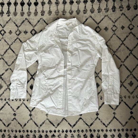 RD Style White Long Sleeve Button Up Blouse - Picture 1 of 4